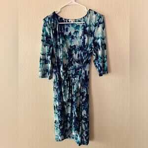 KIYONNA Ciara Cinch blue faux wrap Dress in indigo rain 0/12 plus